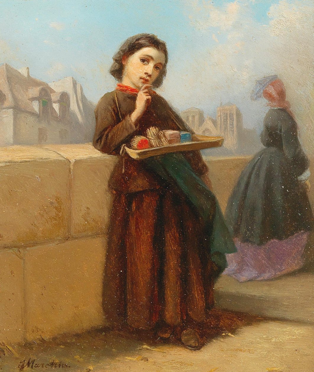 Fille avec des allumettes sur la rive de la Seine - Ferdinand Marohn