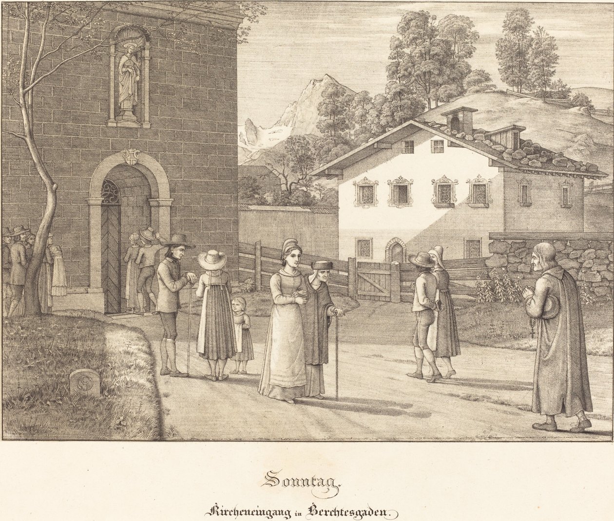Sonntag - Kircheneingang in Berchtesgaden - Ferdinand Olivier