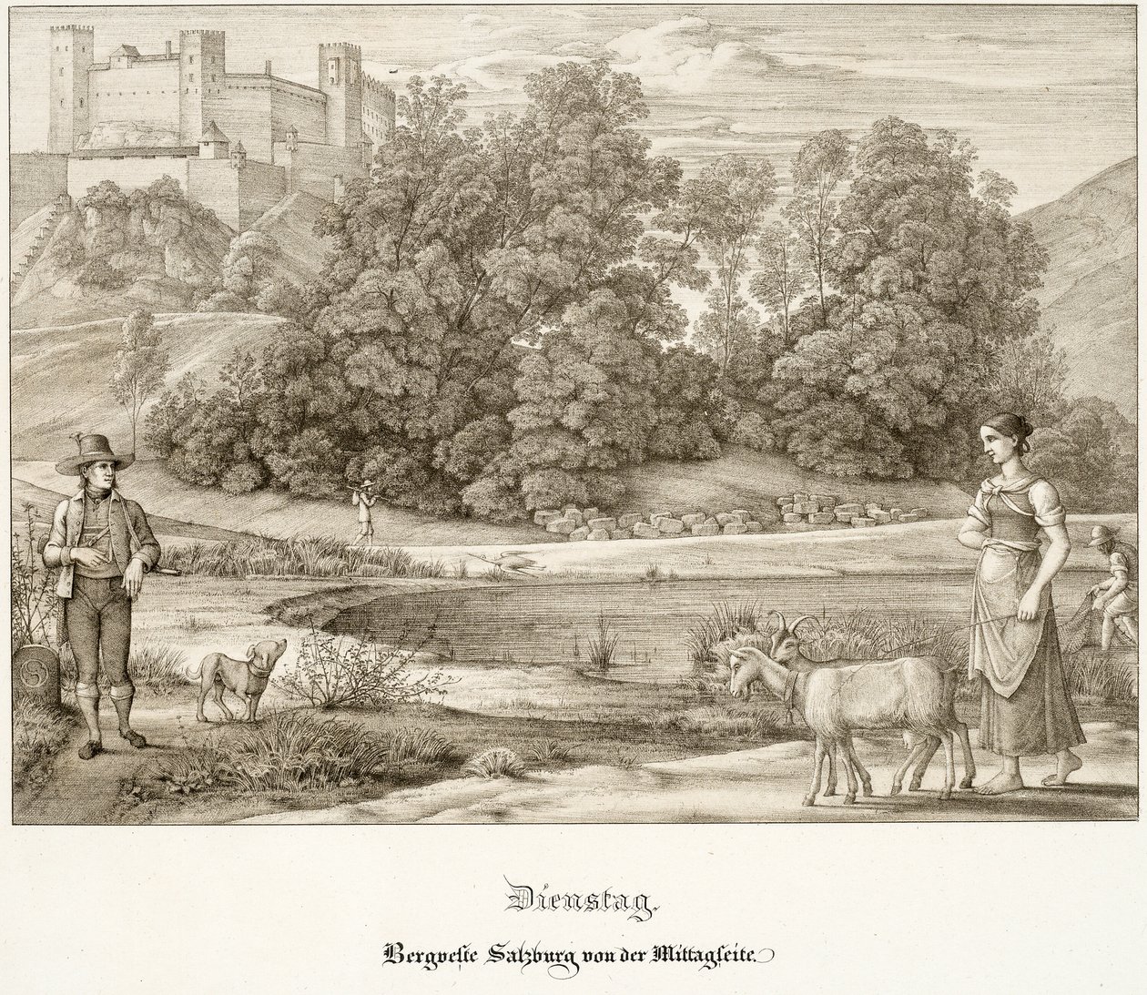 Mardi : Le Château de Salzbourg Vu du Sud - Ferdinand Olivier