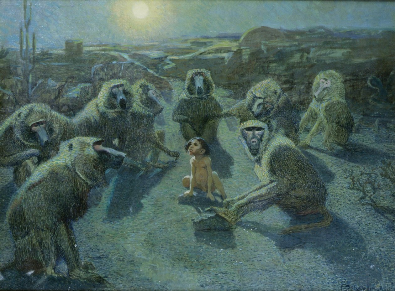 Mowgli capturé par des singes - Ferdinand Schebek