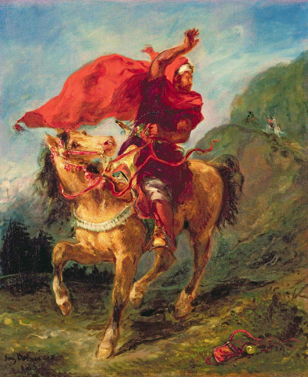 Cavalier Arabe Donnant un Signal - Ferdinand Victor Eugene Delacroix