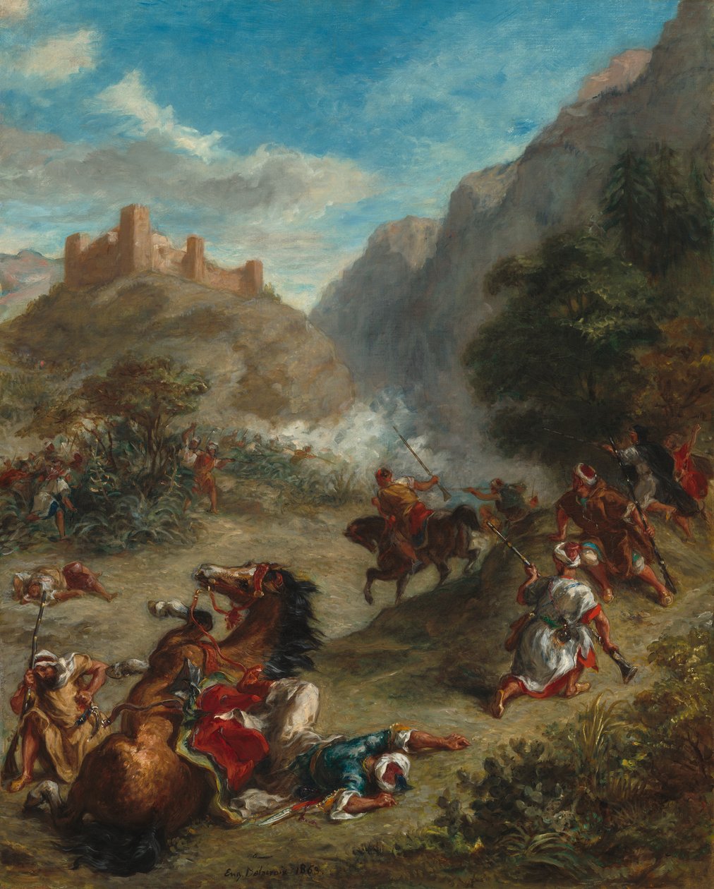 Arabes en escarmouche dans les montagnes - Ferdinand Victor Eugene Delacroix