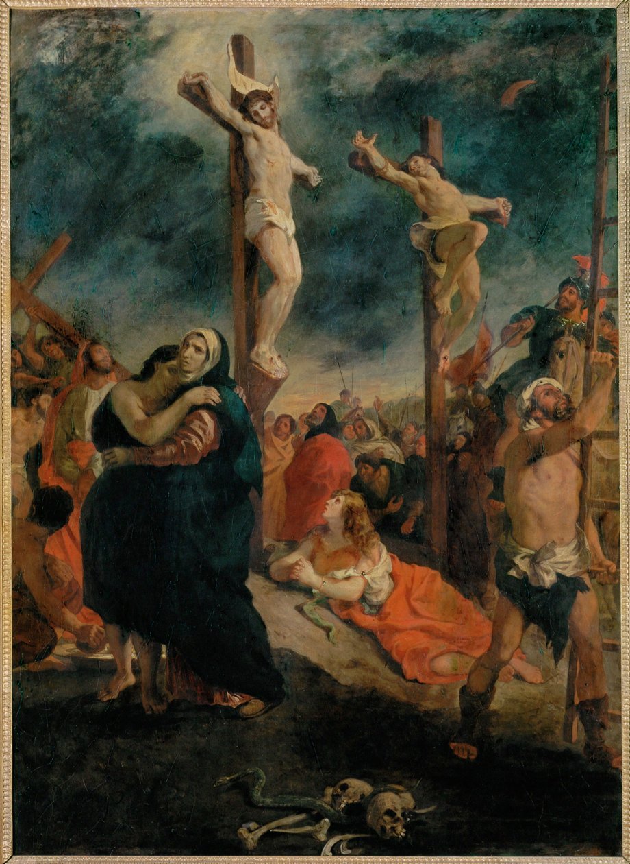 Crucifixion (peinture sur toile) - Ferdinand Victor Eugene Delacroix