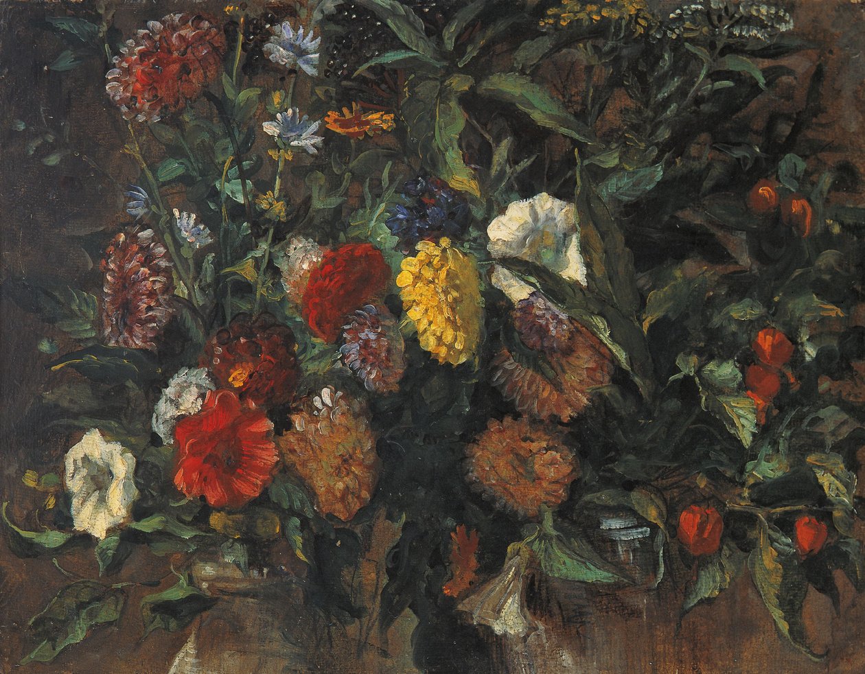 Nature morte aux fleurs, vers 1848 (huile sur carton) - Ferdinand Victor Eugene Delacroix
