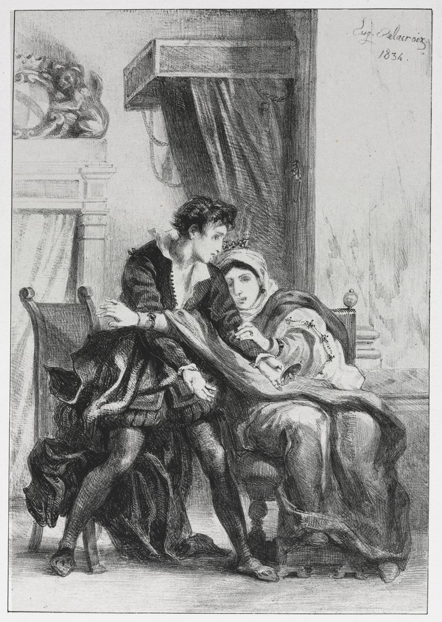 Hamlet : Hamlet et la Reine, 1834 - Ferdinand Victor Eugene Delacroix