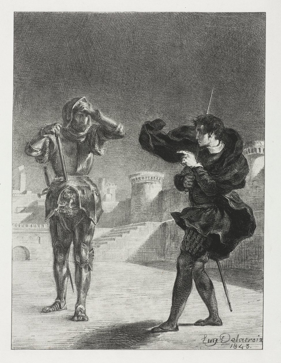 Hamlet : Le Fantôme sur la terrasse - Ferdinand Victor Eugene Delacroix