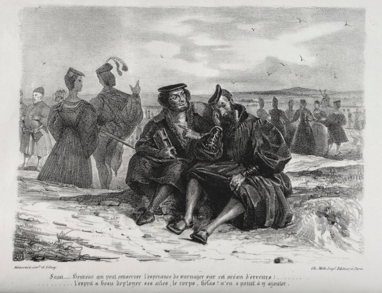 Illustrations pour Faust : Faust et Wagner - Ferdinand Victor Eugene Delacroix