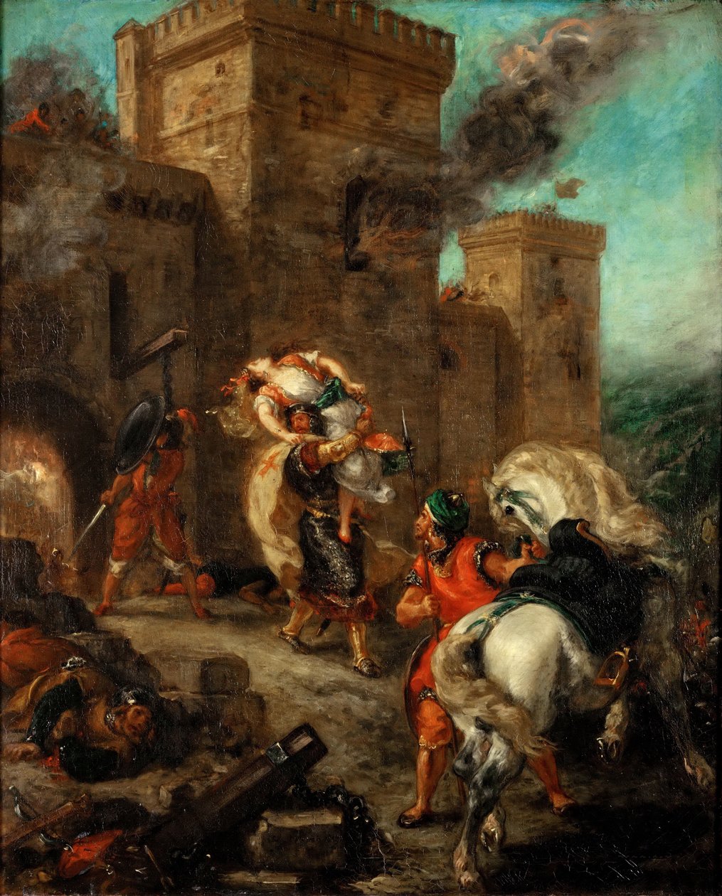 Rebecca violée par un chevalier templier lors du sac du château Frondeboeuf - Ferdinand Victor Eugene Delacroix