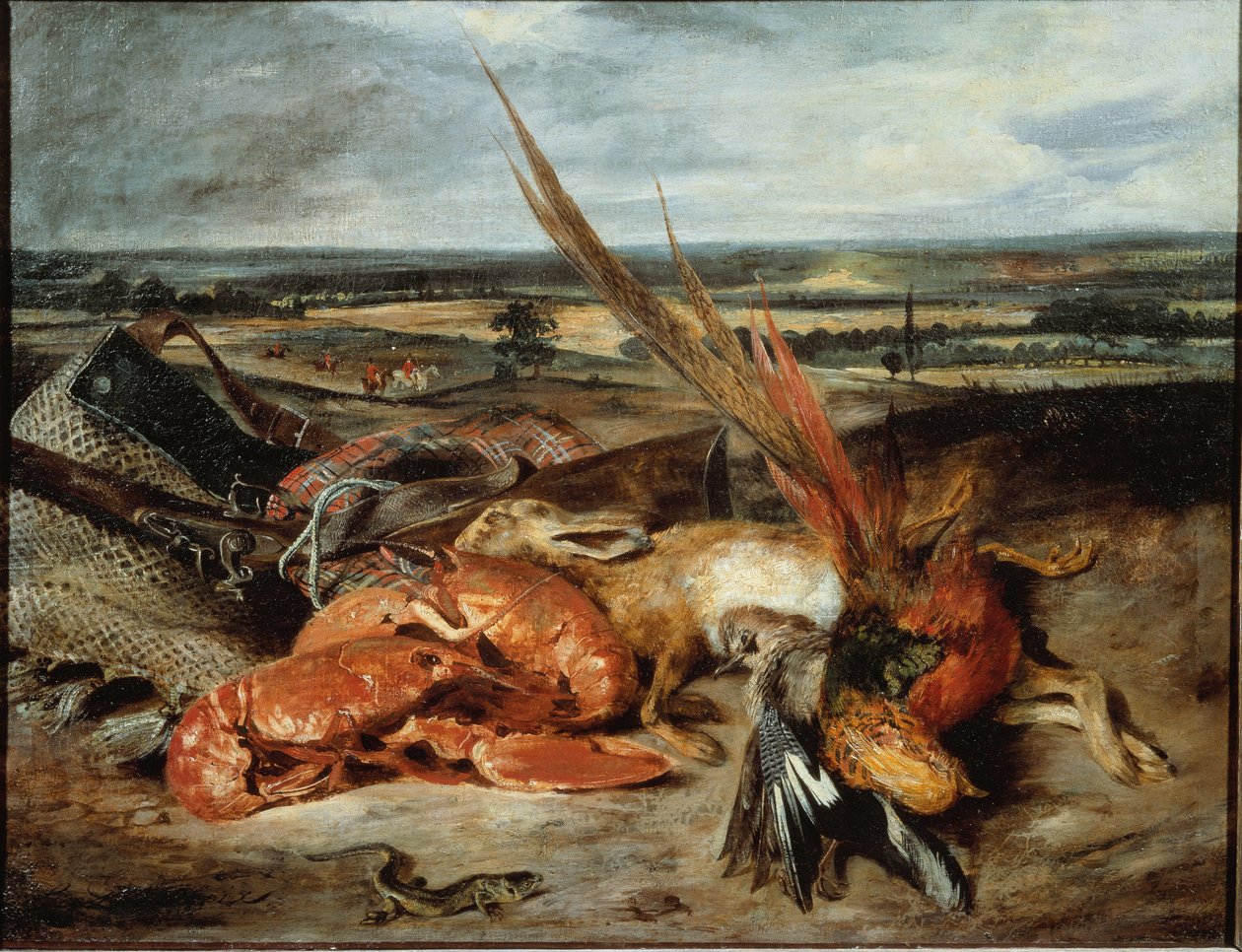 Nature morte avec homard et trophées de chasse et de pêche - Ferdinand Victor Eugene Delacroix