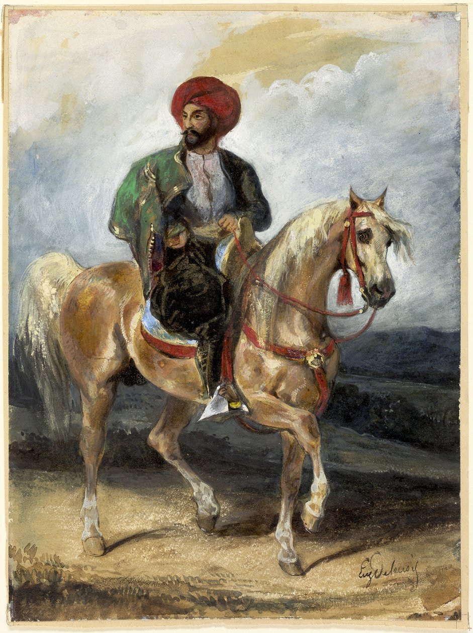 Le cavalier turc, vers 1834 (gouache et aquarelle sur papier) - Ferdinand Victor Eugene Delacroix