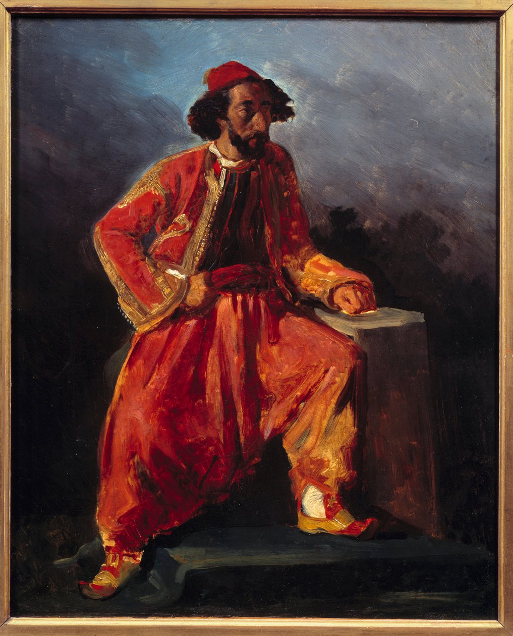 Turc assis. Présumé portrait de Paul Barroilhet (1805 - 1871) artiste lyrique - Ferdinand Victor Eugene Delacroix