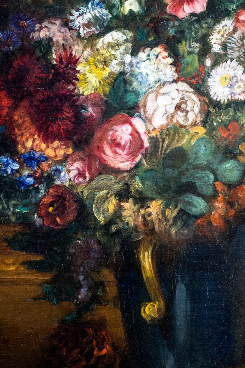 Vase de fleurs sur une console, détail - Ferdinand Victor Eugene Delacroix