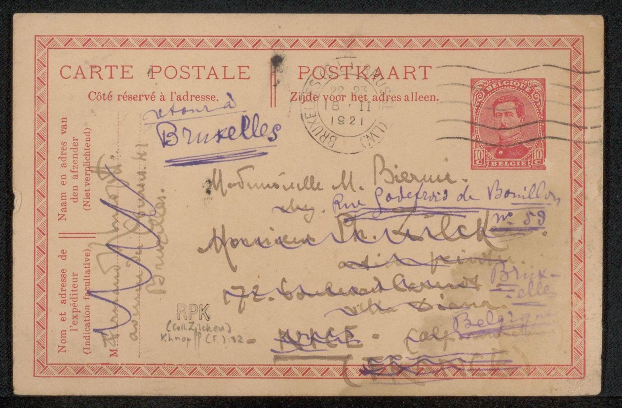 Postkarte an Maria Biermé - Fernand Khnopff