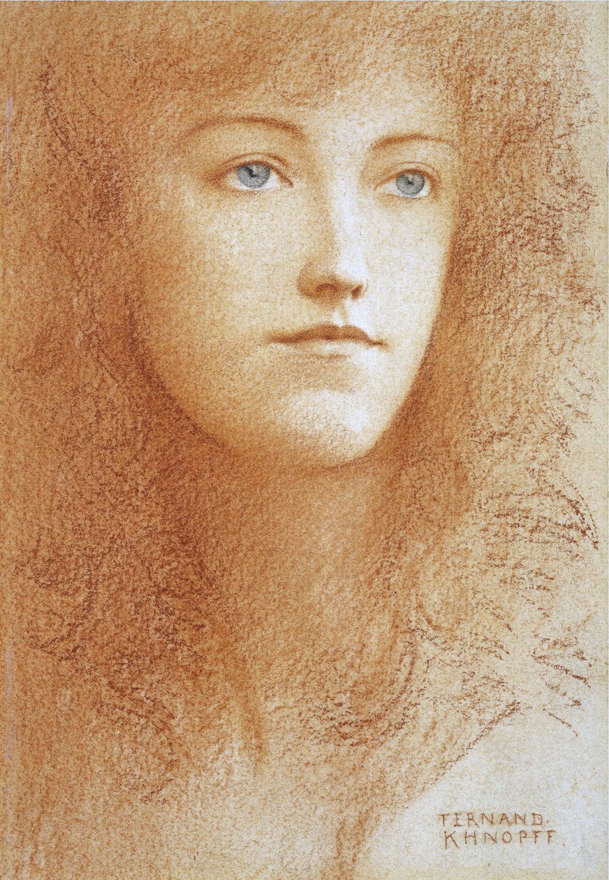 Portrait de jeune femme anglaise par Fernand Khnopff (1858-1921) vers 1890 - Fernand Khnopff