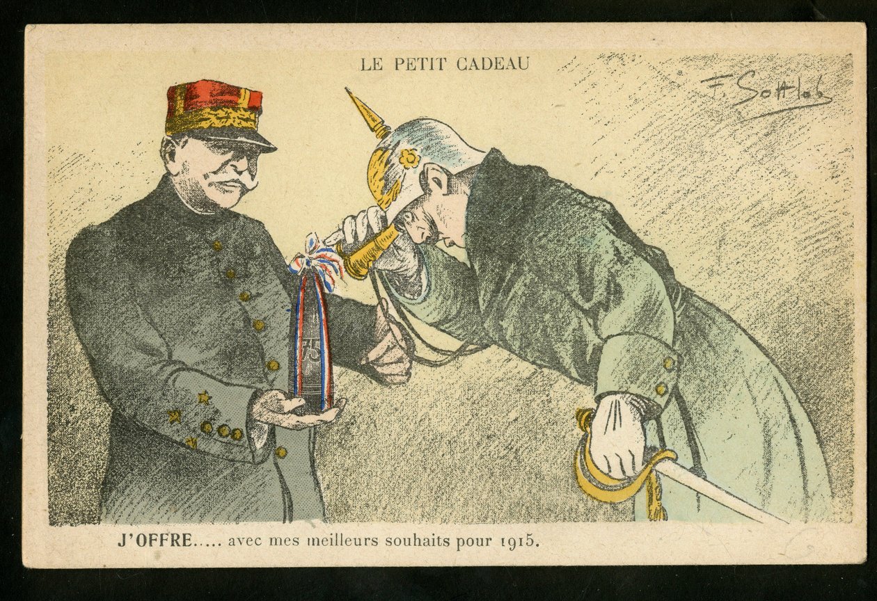 Carte postale, Satirique en Couleurs, vers 1914_12 : Un petit cadeau que j