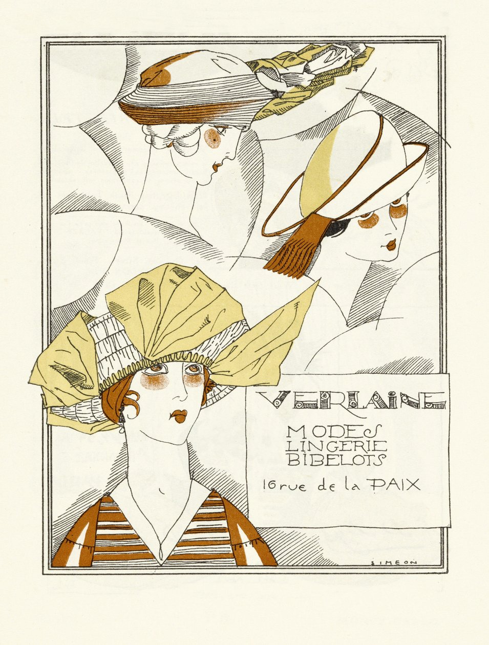 Publicité pour Verlaine, Modes, Lingerie, Bibelots, pub. 1914 - Fernand Siméon
