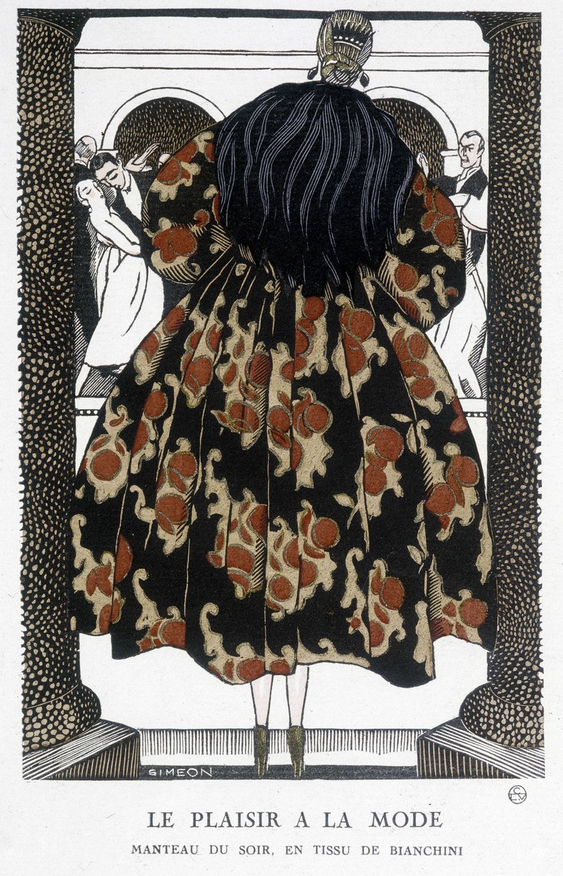 Manteau du soir de Bianchini - Illustration par Fernand Simeon, dans la Gazette du bon ton - Fernand Siméon