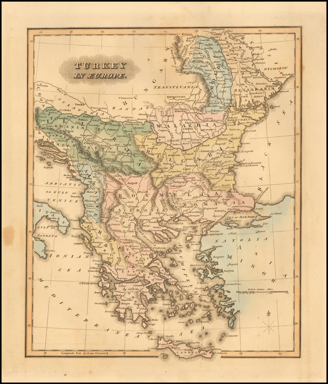 Carte de 1823 de la Turquie en Europe par Fielding Lucas, Jr. - Fielding Lucas Jr.