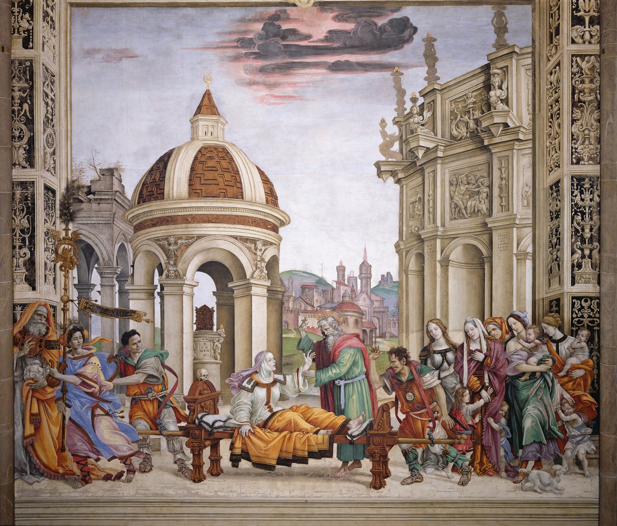Mur nord de la chapelle Strozzi, la résurrection de Drusiana par Saint Jean l