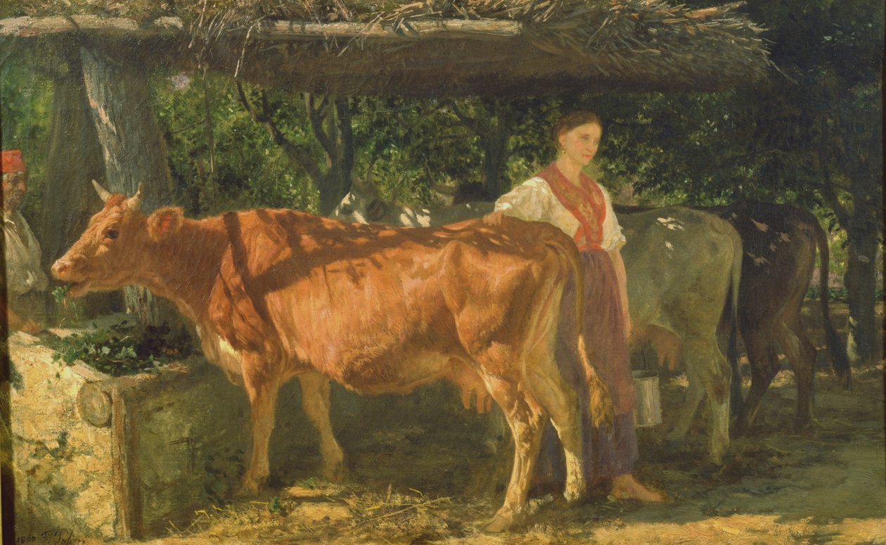 Trois vaches se nourrissant, 1860 - Filippo Palizzi