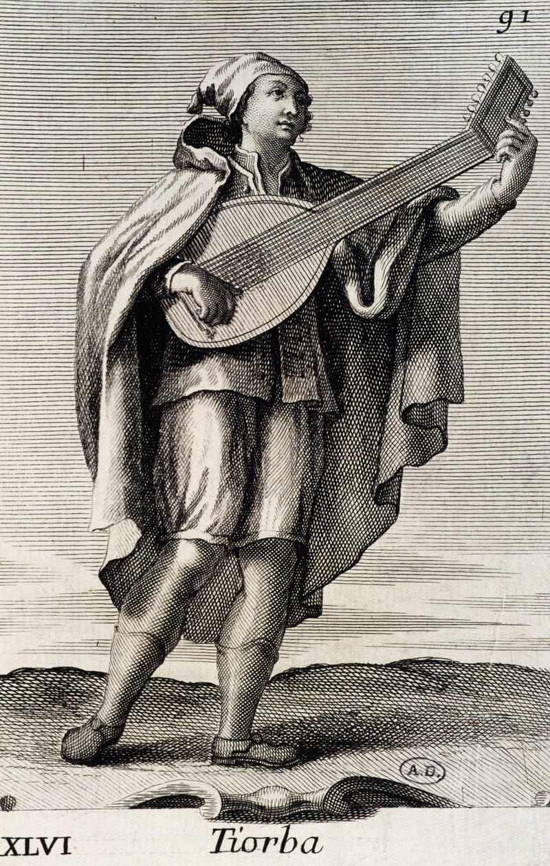 Homme jouant du théorbe - Filippo Bonanni