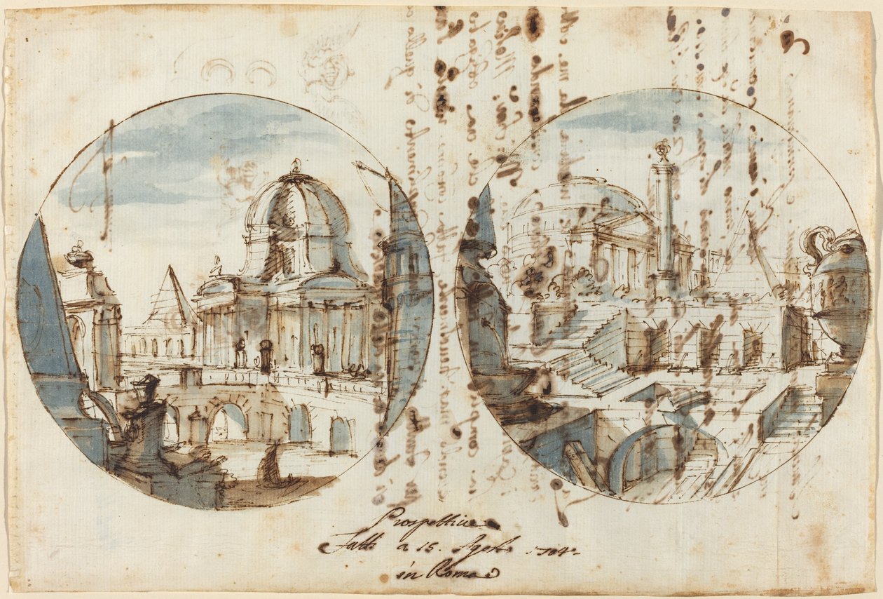 Fantasmes architecturaux avec temples et pyramides - Filippo Juvarra