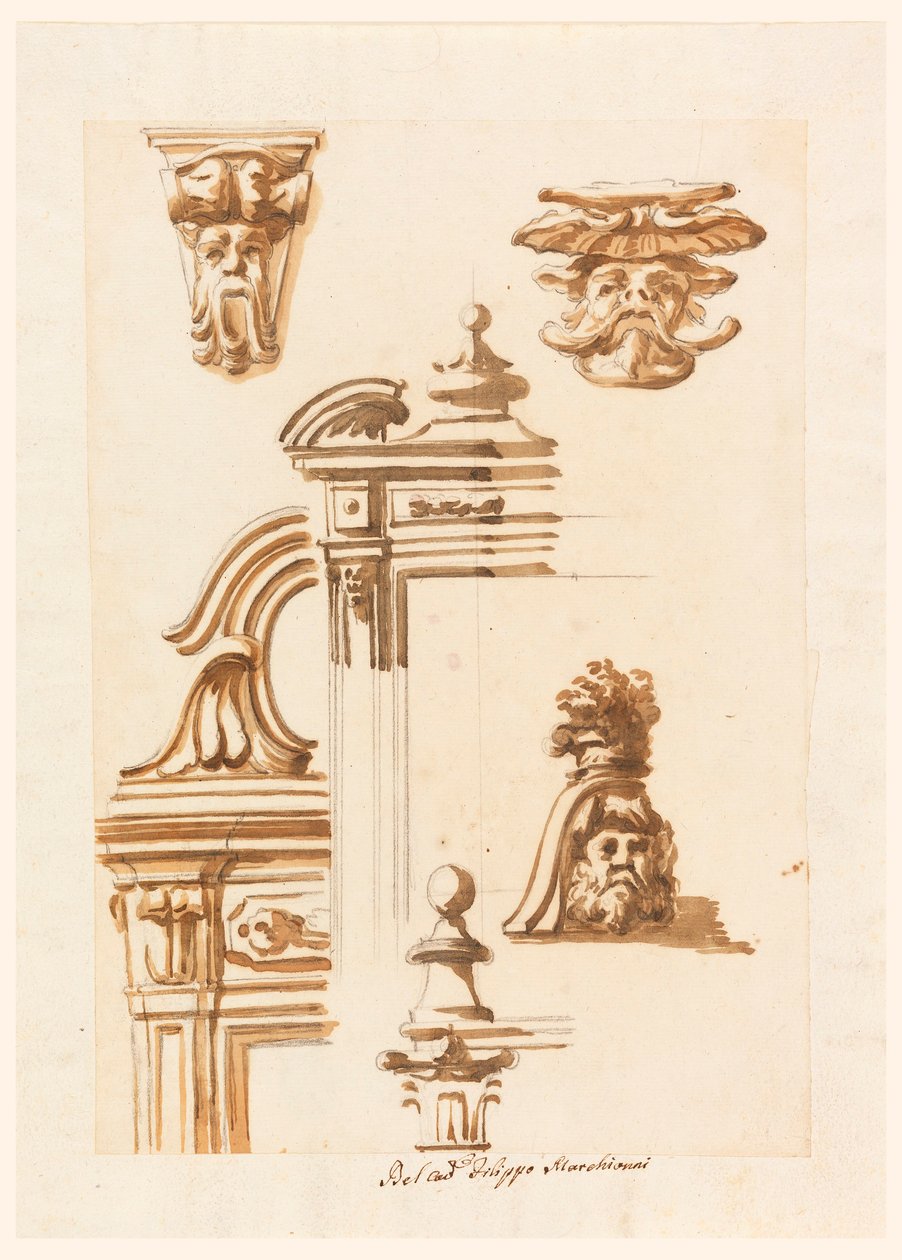 Dessin, études architecturales, 1750-90 - Filippo Marchionni