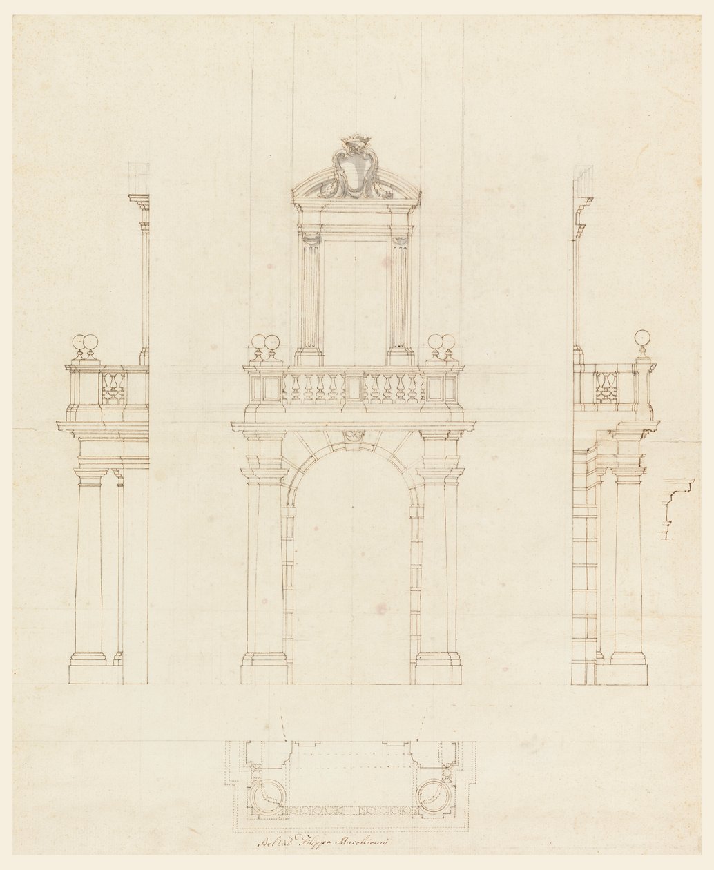 Dessin, chambranle et cadre de porte, 1750-75 - Filippo Marchionni