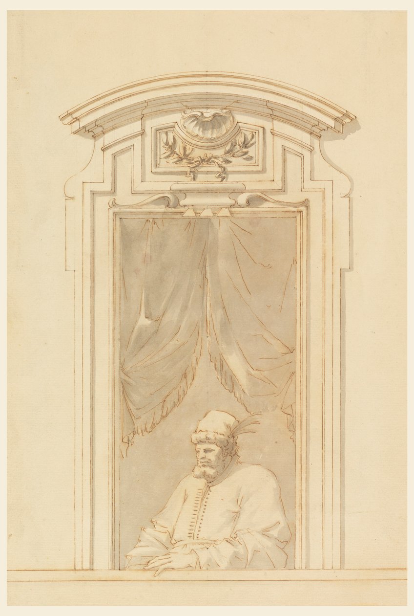 Dessin, étui de fenêtre et moitié d