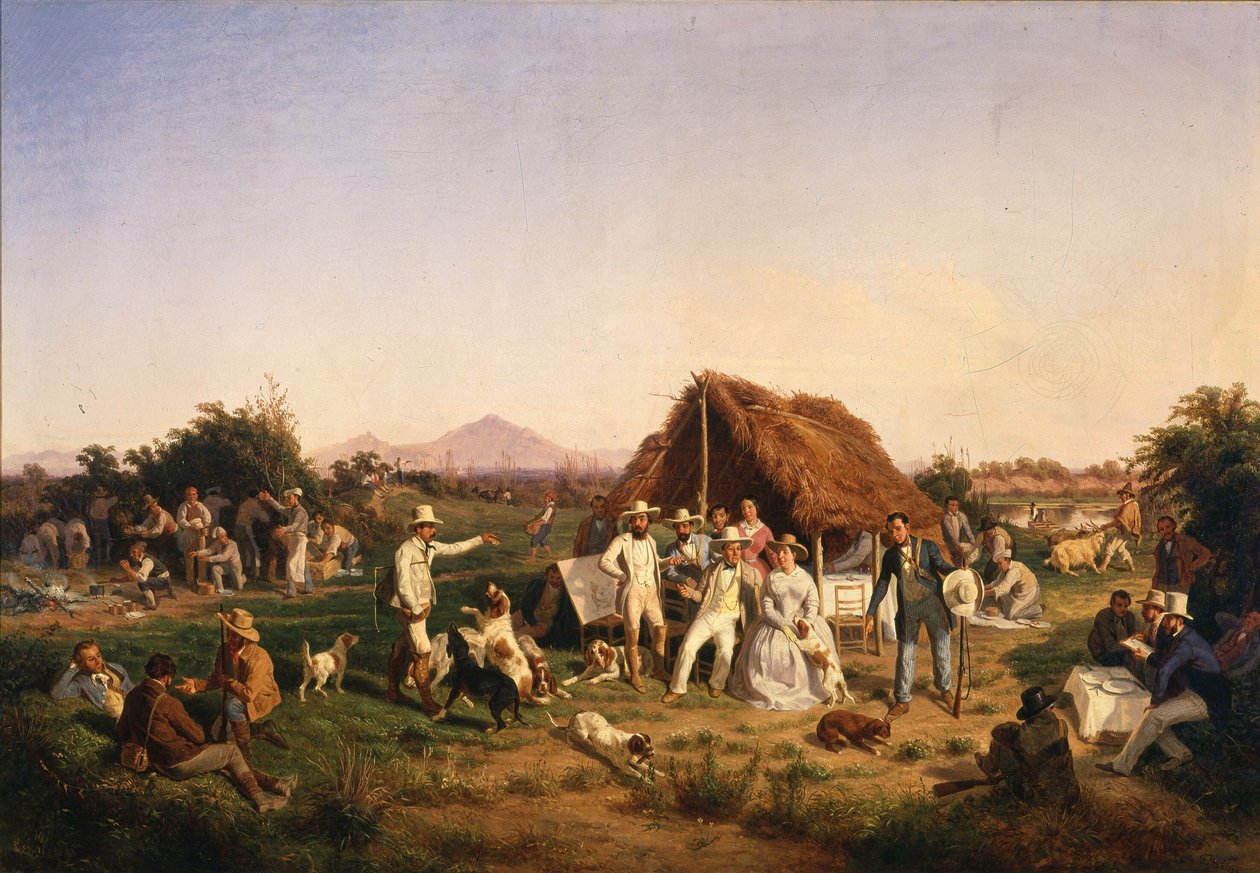 Italien : La famille royale de Naples en chasse - Filippo Palizzi