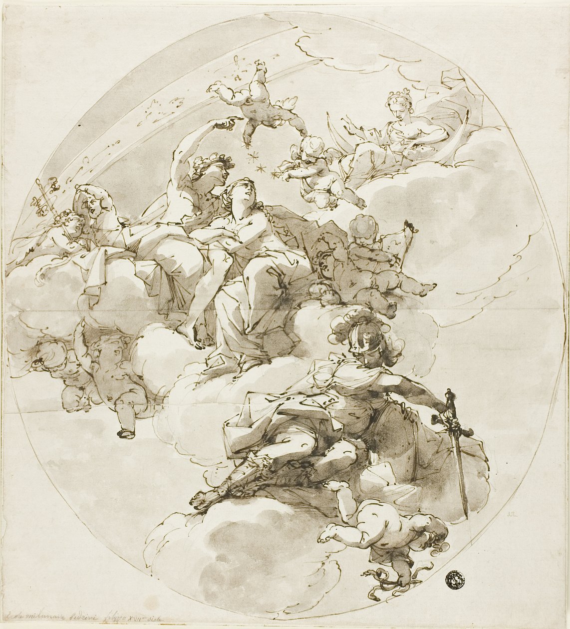 Plafond avec Bacchus, Ariane, Diane et Minerve - Filippo Pedrini