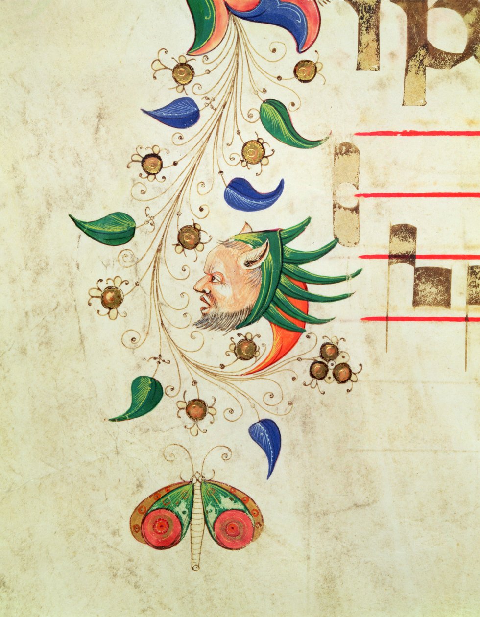 Missel 515 f.72v Bordure feuillue zoomorphe (détail d