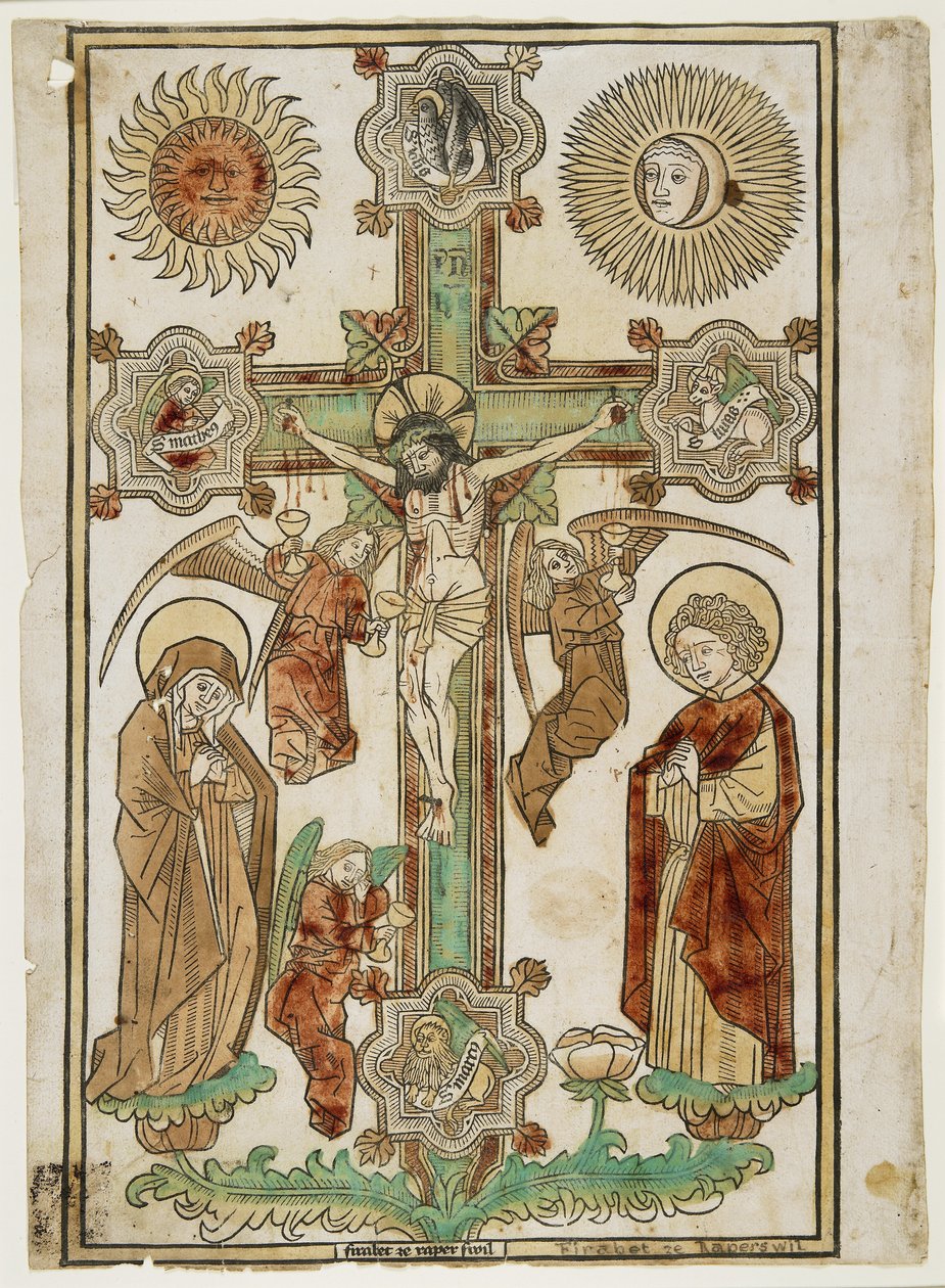 Crucifix avec trois anges et les symboles des évangélistes, c.1470-80 - Firabet of Rapperswil Firabet of Rapperswil