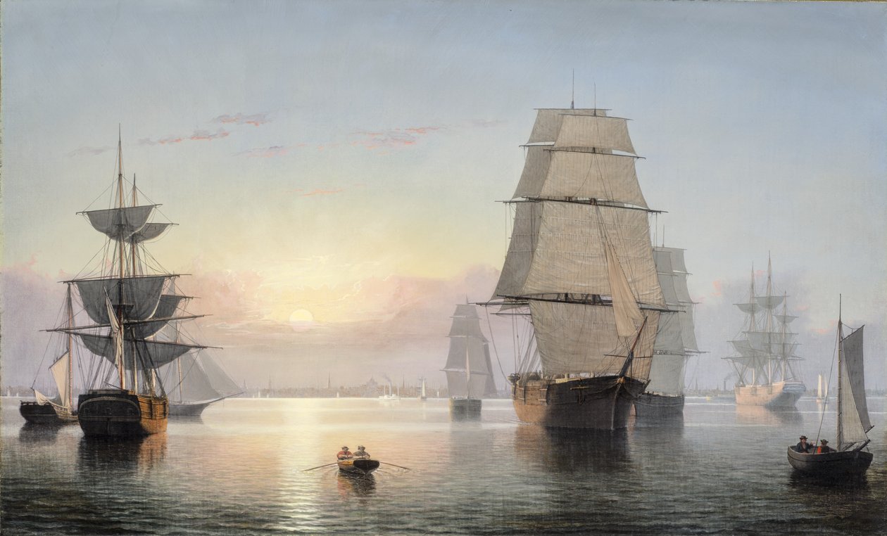 Port de Boston, coucher de soleil, 1850-55 - Fitz Henry Lane