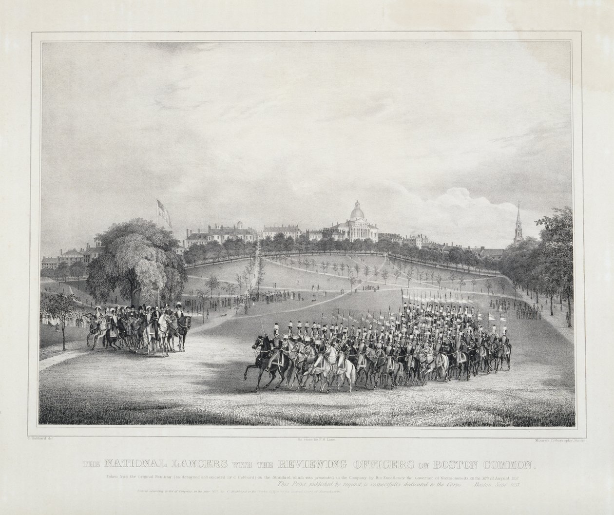 Les Lanciers Nationaux avec les Officiers de Revue sur Boston Common - Fitz Henry Lane