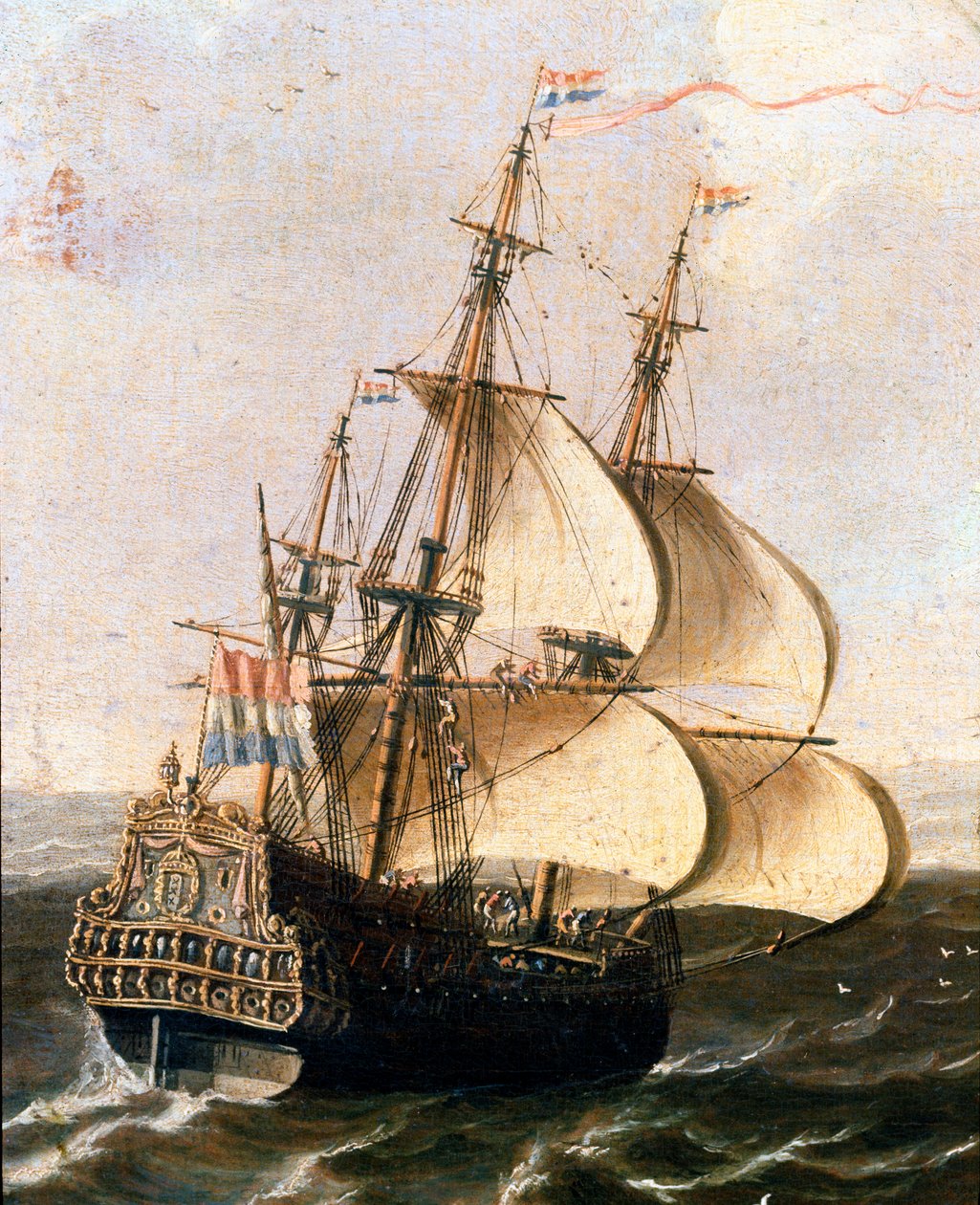 Un galion de la compagnie néerlandaise des Indes orientales Peinture anonyme de l