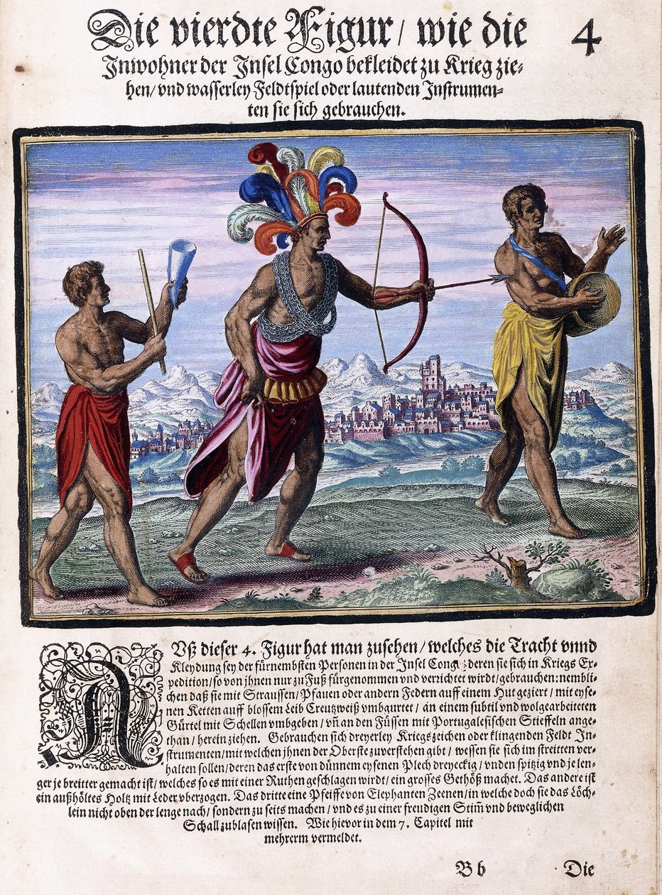 Une page du livre "Petits Voyages, en allemand, Partie I : Congo de Pigafetta", 1597 - Flemish School