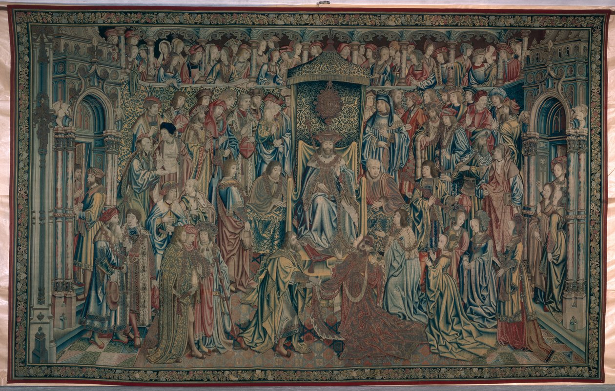 Bethsabée accueillie à la cour, Tapisserie de David et Bethsabée, c.1510-15 - Flemish School
