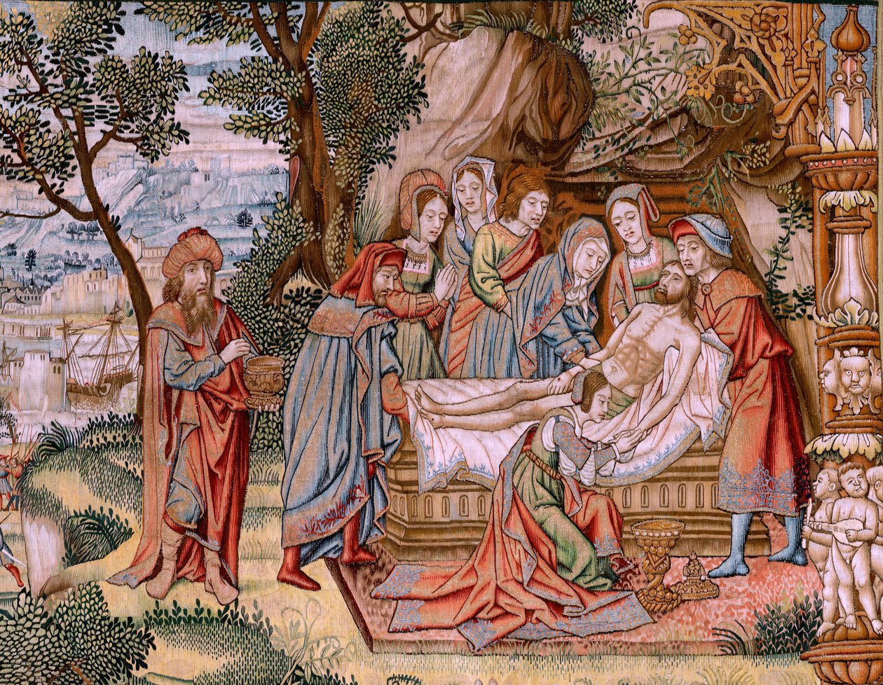 Tapisserie Flamande. Série La Passion du Christ. La Descente de Croix. Deuxième série de tapisseries de la Passion du Christ appartenant au Patrimonio Nacional. Modèle Dessinateurs du cercle de Jan van Roome. Manufacture Pieter va - Flemish School