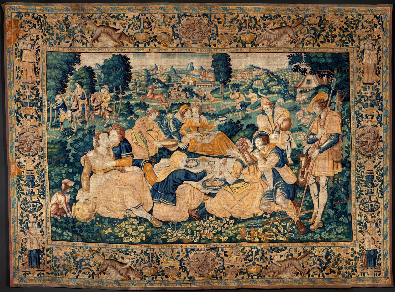 Tapisserie flamande. Le repas champêtre (Het landelijk maal). Atelier d
