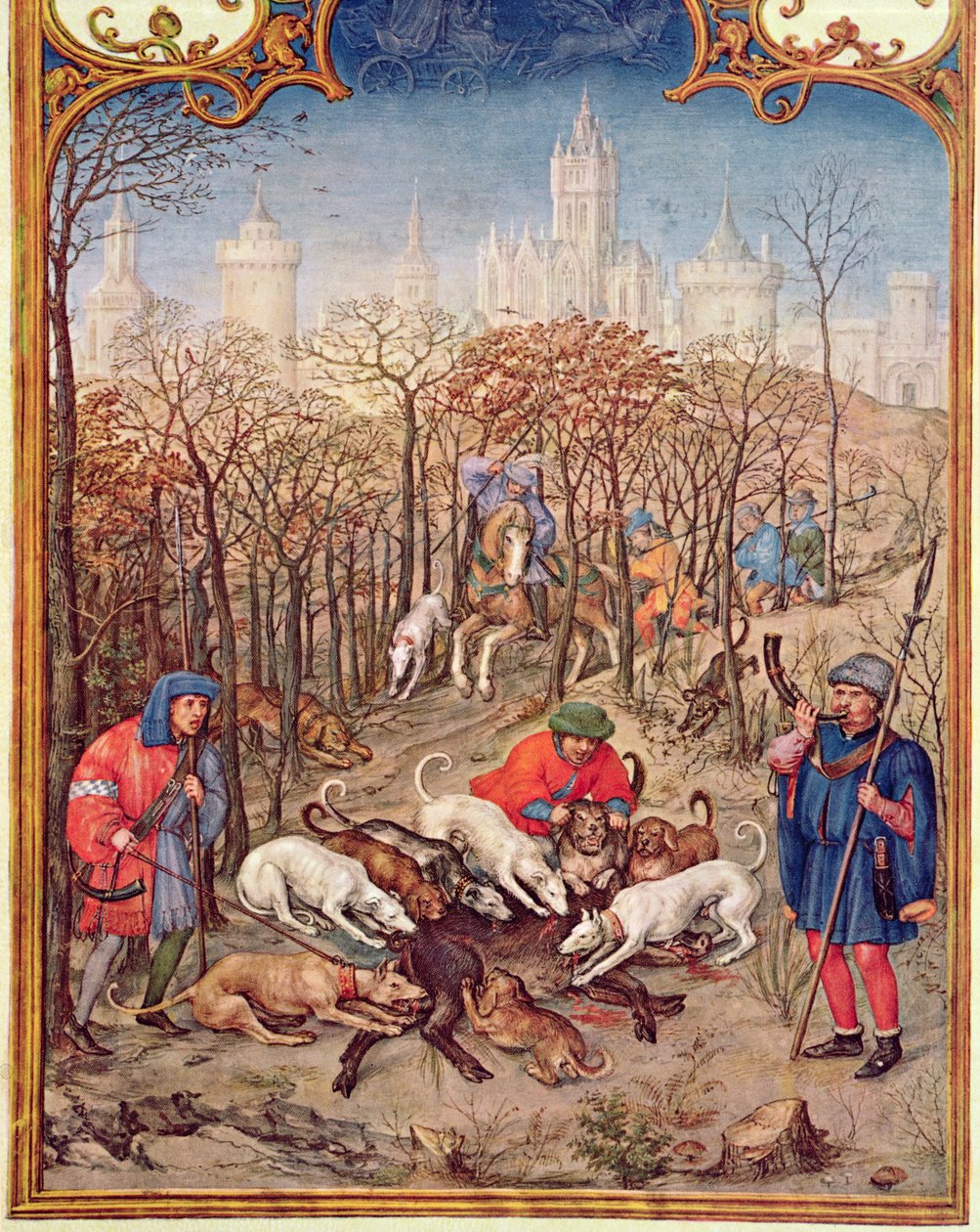 Le mois de décembre : Chasse au sanglier, du Breviarium Grimani, c.1515 - Flemish School
