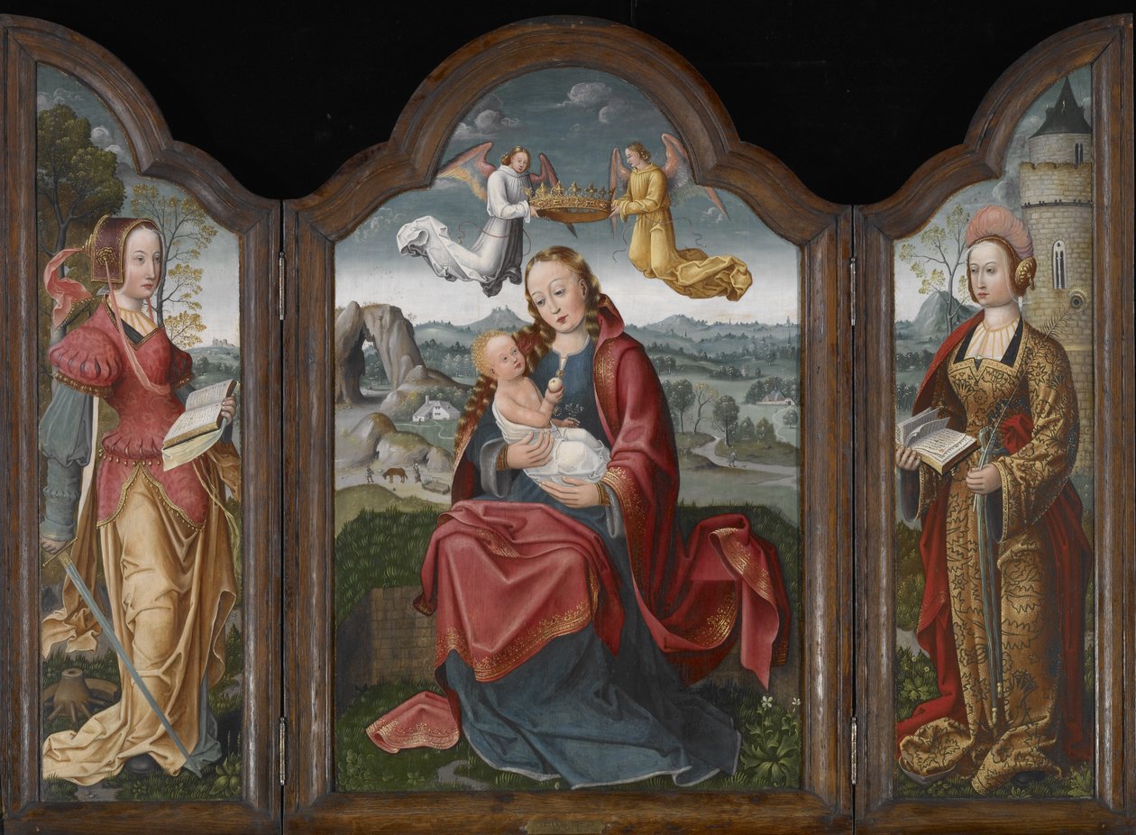 Madone et enfant, Sainte Barbe et Sainte Catherine, vers 1520 - Flemish School