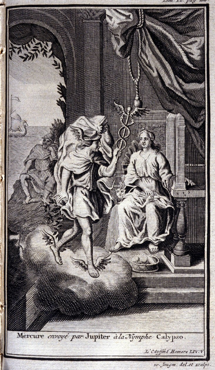 Mercure envoyé par Jupiter à la nymphe Calypso. Illustration pour le livre V de l