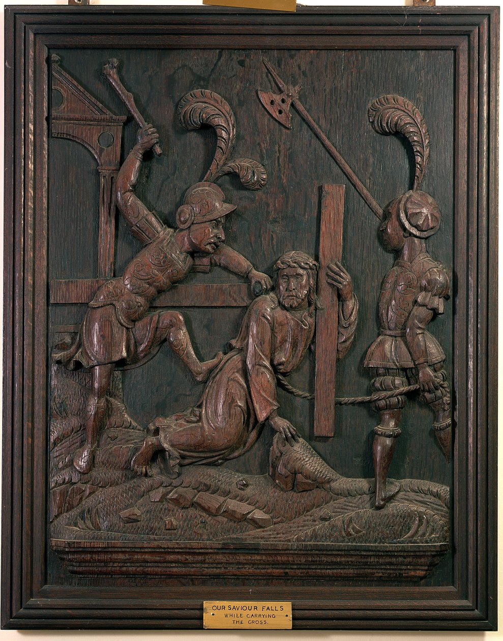 Notre Sauveur tombe en portant la croix, de la chapelle, c.1520 (bois) - Flemish School
