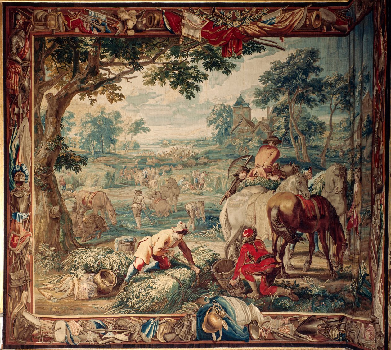 Château de Schleissheim. Tapisserie flamande. Atelier de Bruxelles Judocus De Vos. Design Lambert De Hondt. Fourragement - Flemish School
