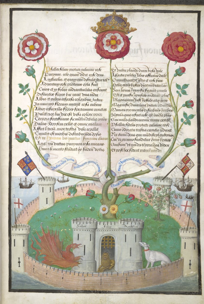 Versets avec symboles Tudor, c.1516 (vélin) - Flemish School