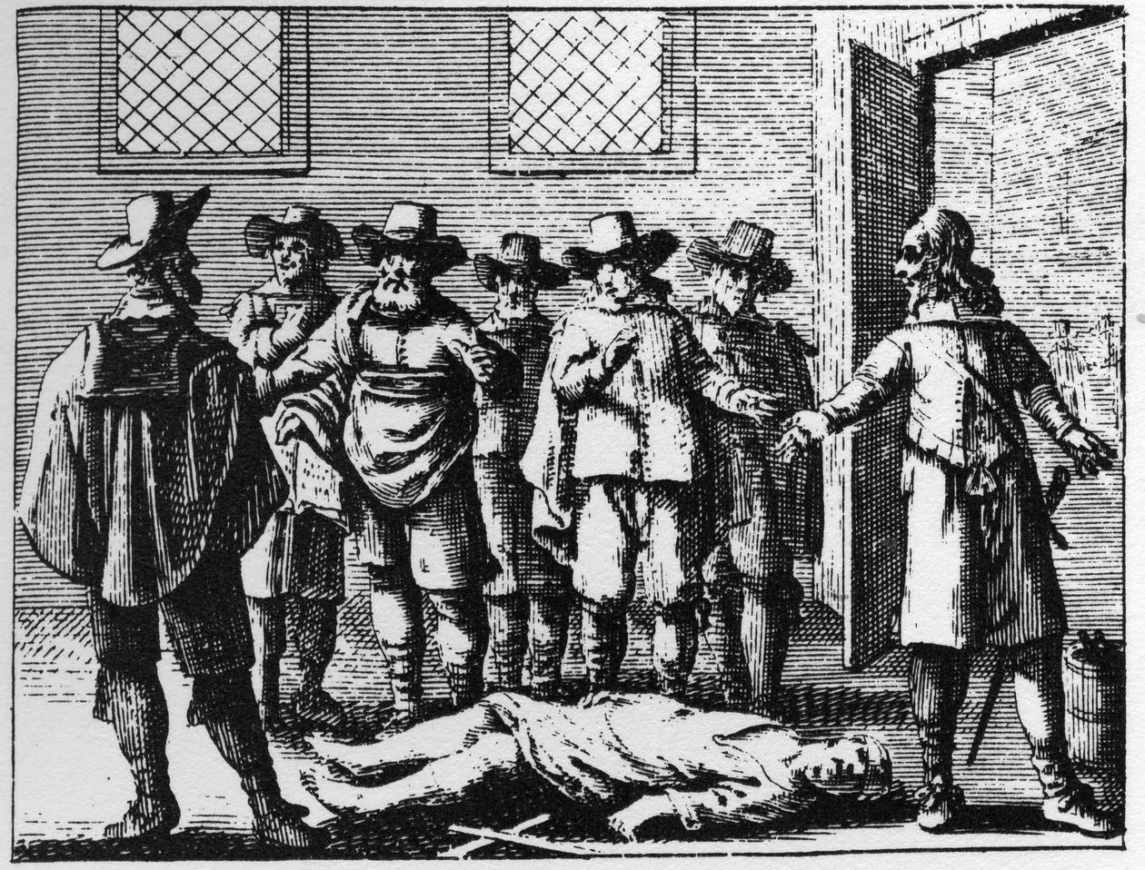 Sorcier ayant succombé à la torture - Gravure de 1725 dans « La Sorcellerie démasquée » par Abraham Palingh - Flemish School