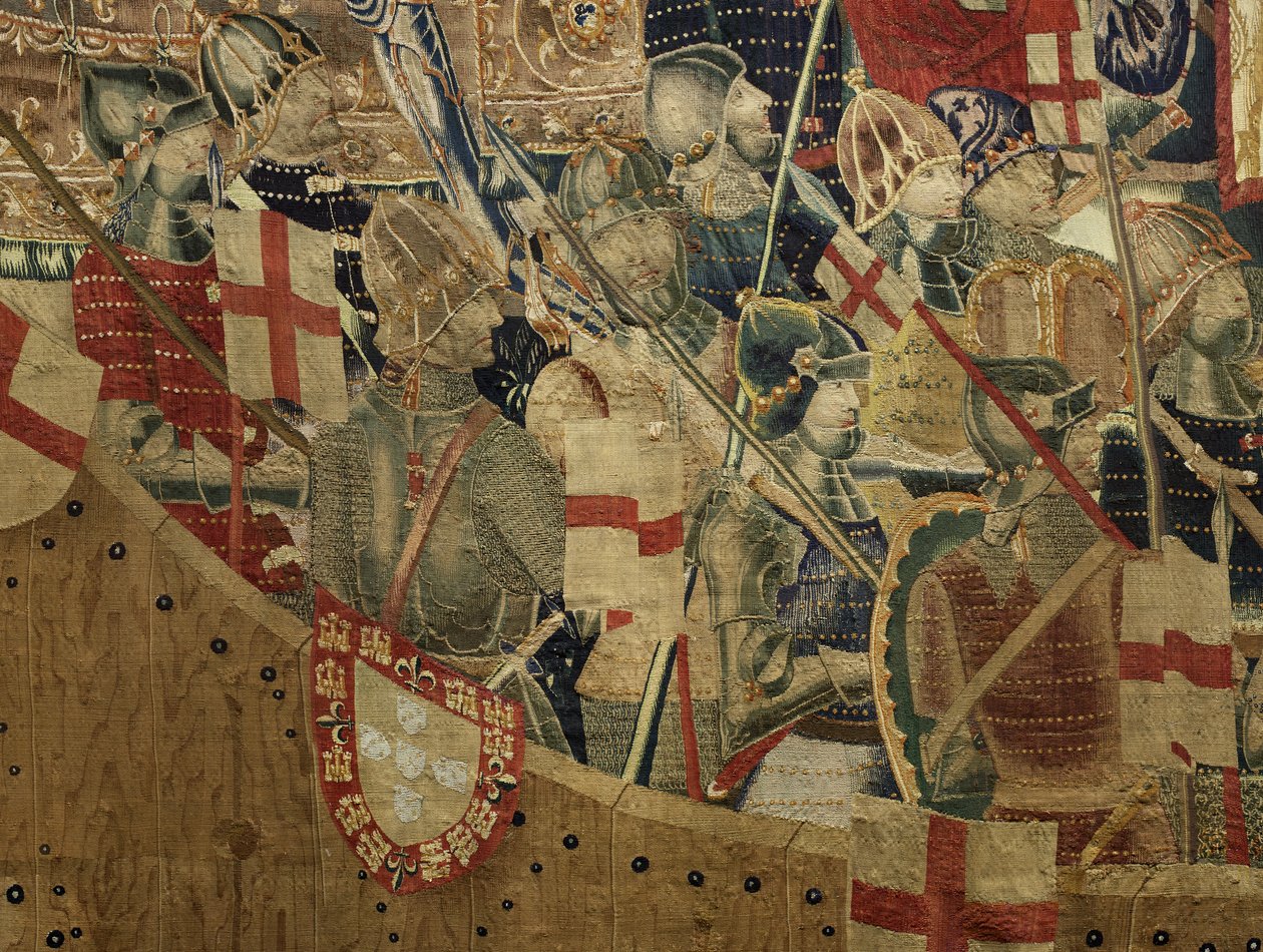 Tapisserie montrant les conquêtes du roi Alphonse V de Portugal, Tournai. (détail) - Flemish School