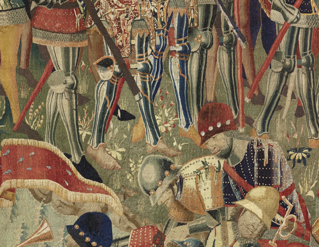 Tapisserie montrant les conquêtes du roi Alphonse V de Portugal, Tournai. (détail) - Flemish School