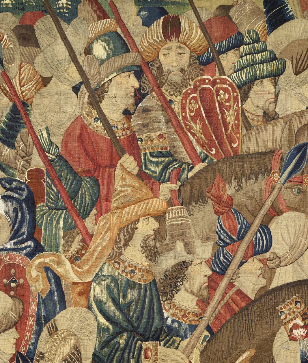 Tapisserie montrant les conquêtes du roi Alphonse V de Portugal, Tournai. Détail. - Flemish School